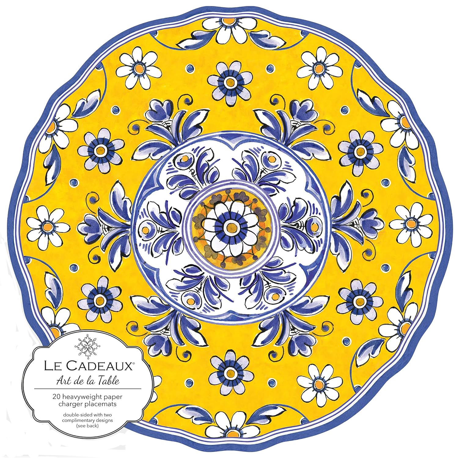 Le Cadeaux 15.5" Round Paper Placemats – Benidorm – Pack of 20