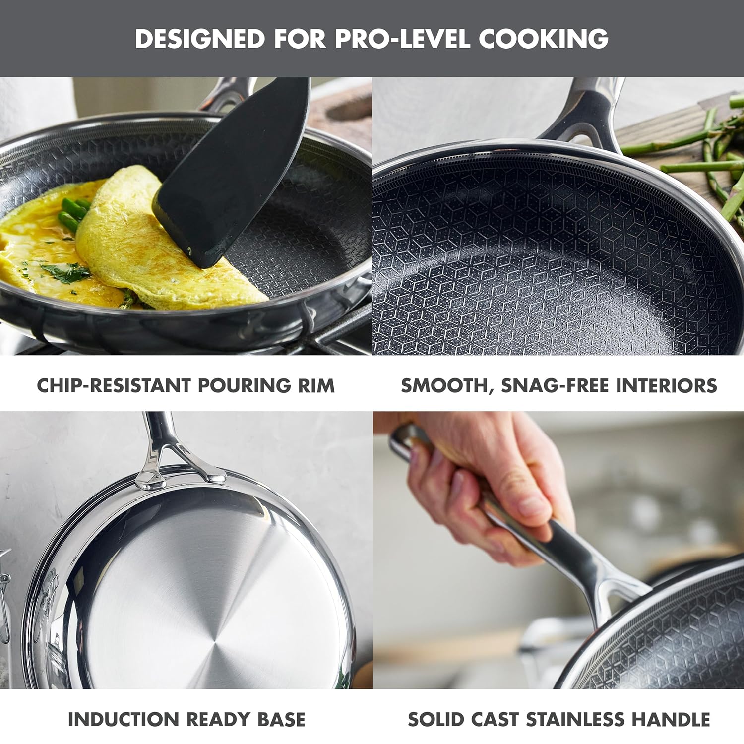 GreenPan Spectra Frying Pan Skillet – Hybrid Tri-Ply Stainless Steel Ceramic Nonstick – 8"