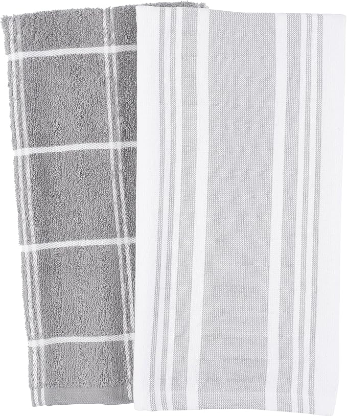 Cat Cora Cotton Terry Kitchen Towels Set of 2 – Gray