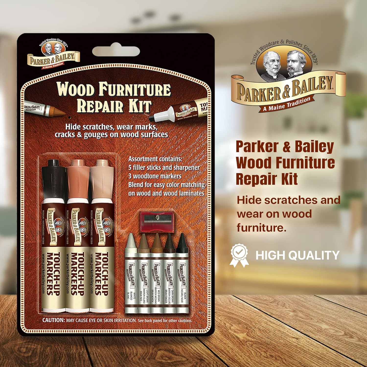 Parker & Bailey Wood Repair Kit - Furniture Markers and Scratch Repair Crayon Filler Sticks