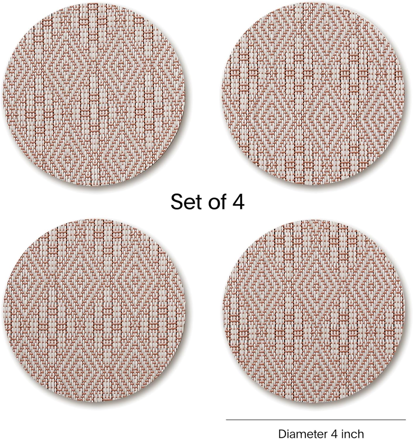 Chilewich Boxwood Geometric Lace Weave Coasters - Burnt Coral – Set of 4