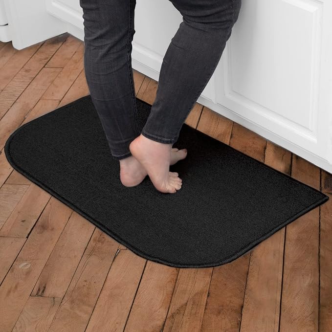 Ritz Solid Stain Resistant Accent Rug – Black – 18" x 30"