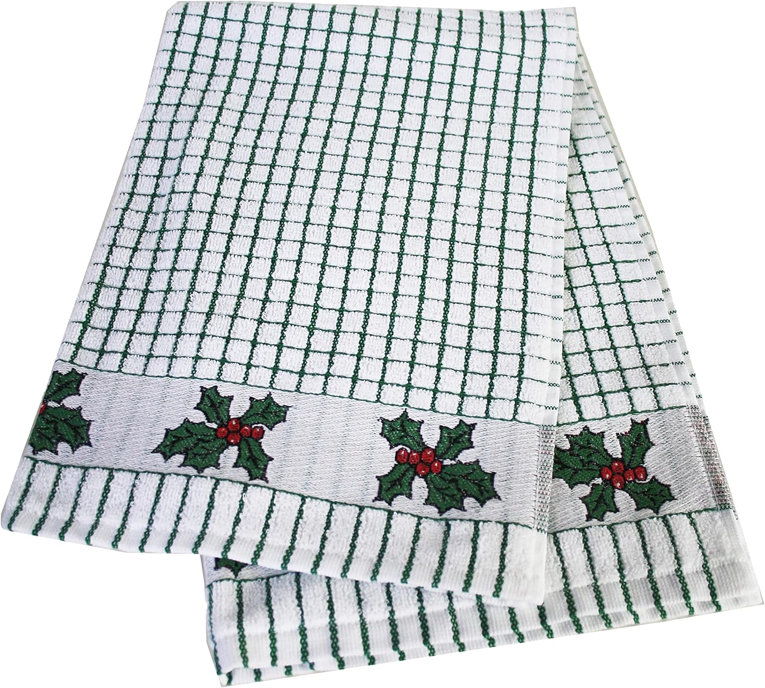 Samuel Lamont Poli Dri 100% Cotton Dish Towel – Holly Leaves – 2pk