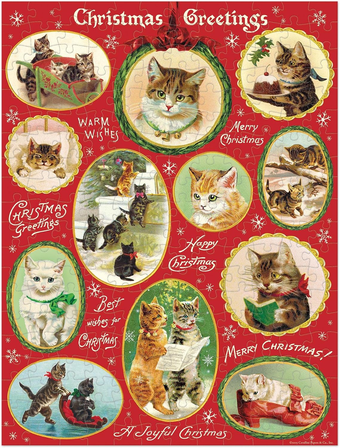 Cavallini & Co. Christmas Cat – 240 Piece Mini Puzzle