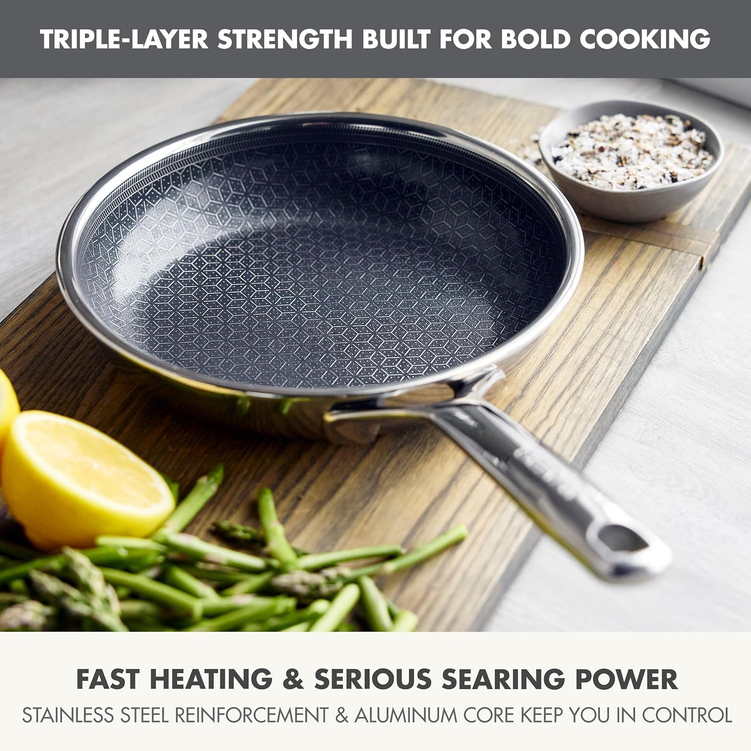 GreenPan Spectra Frying Pan Skillet – Hybrid Tri-Ply Stainless Steel Ceramic Nonstick – 8"
