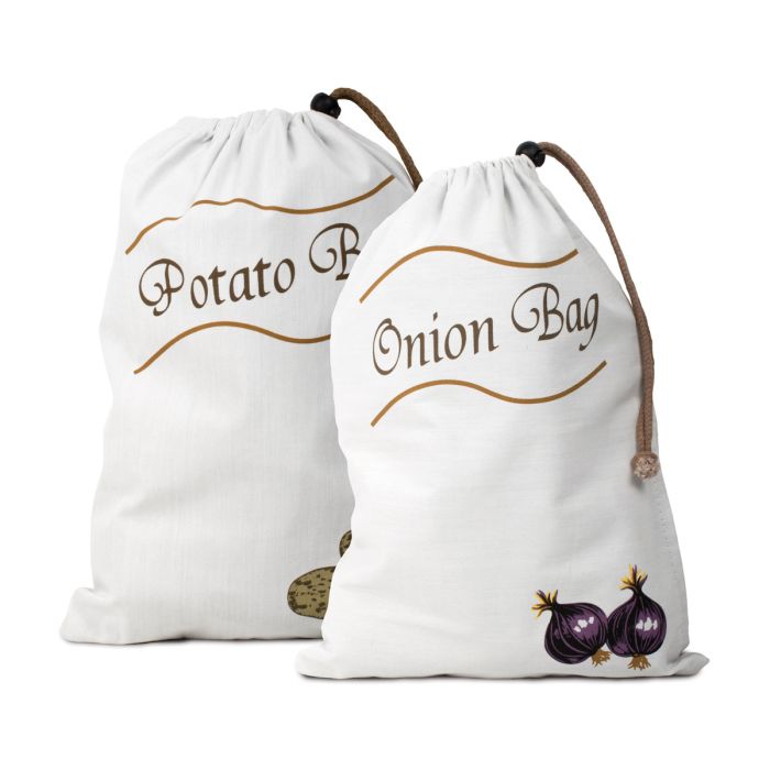 Kitchen Potato & Onion Saver Fabric Bags – Set of 2