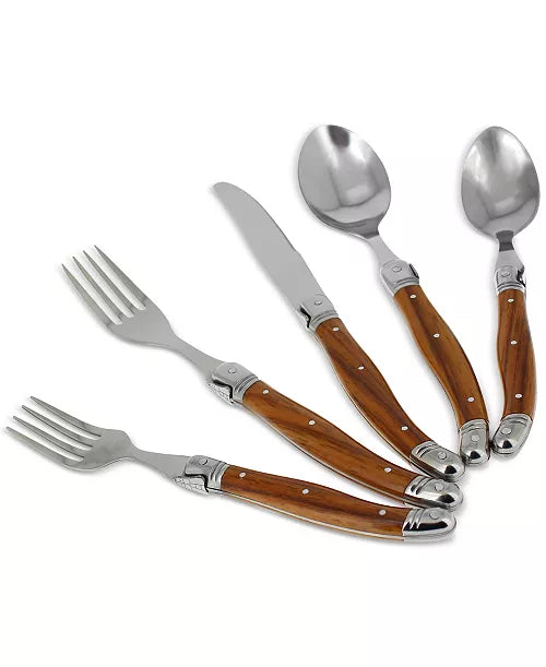 Laguiole 20-Piece French Flatware Set – 20 Piece - Service for 4 – Faux Wood