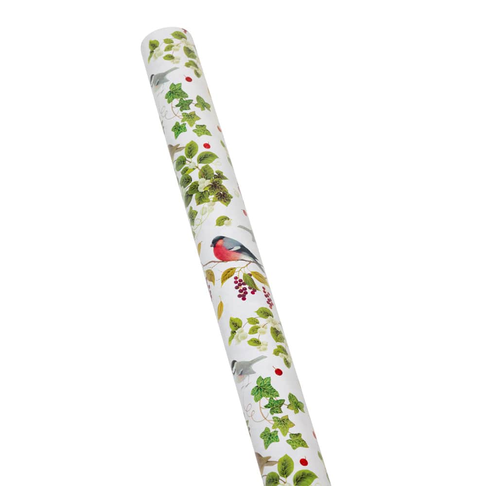 Caspari Winter Birds White Gift Wrap Paper - 30" x 8' Roll – Local Delivery Only