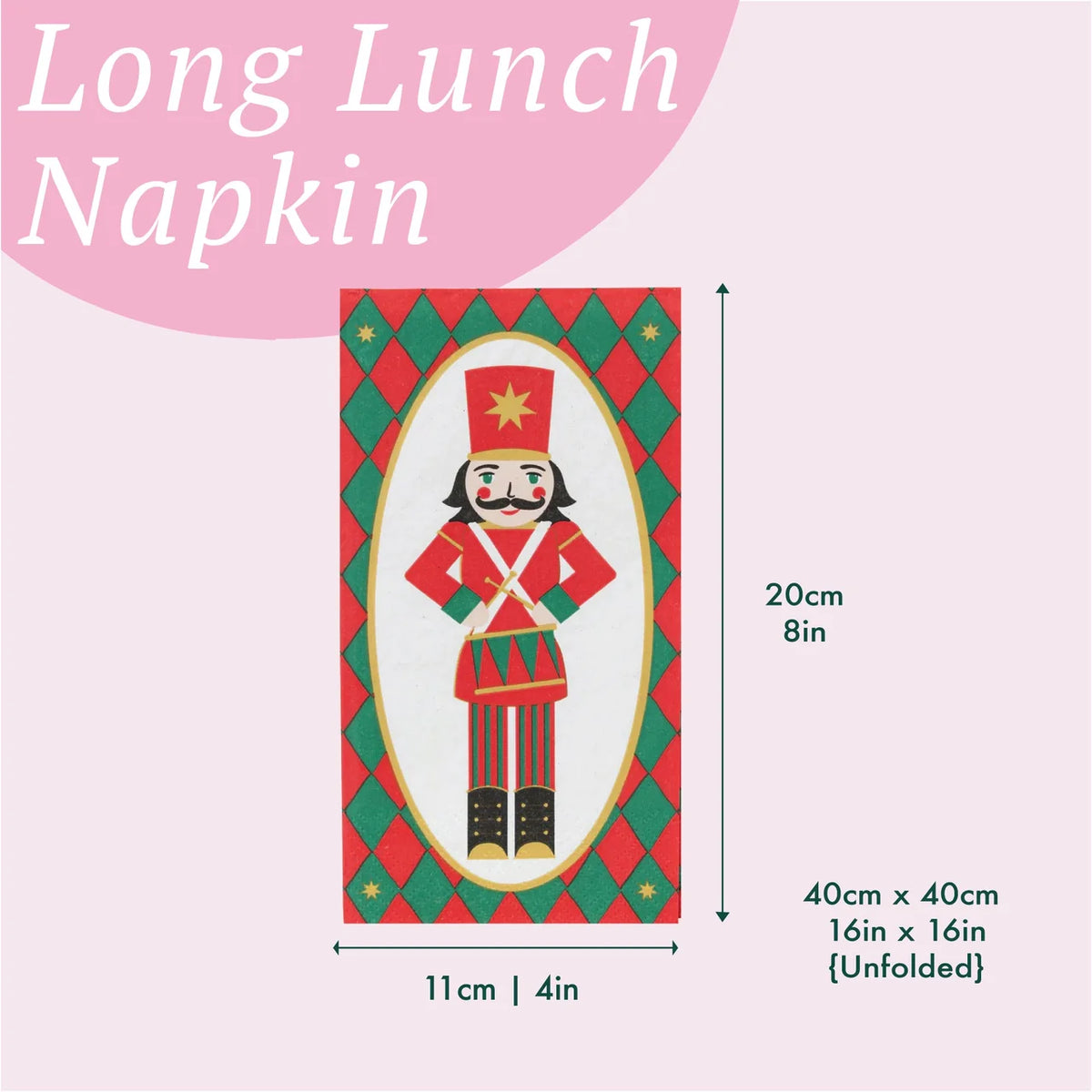 Talking Tables Long Lunch Paper Napkins - Nutcracker – 16 Pack