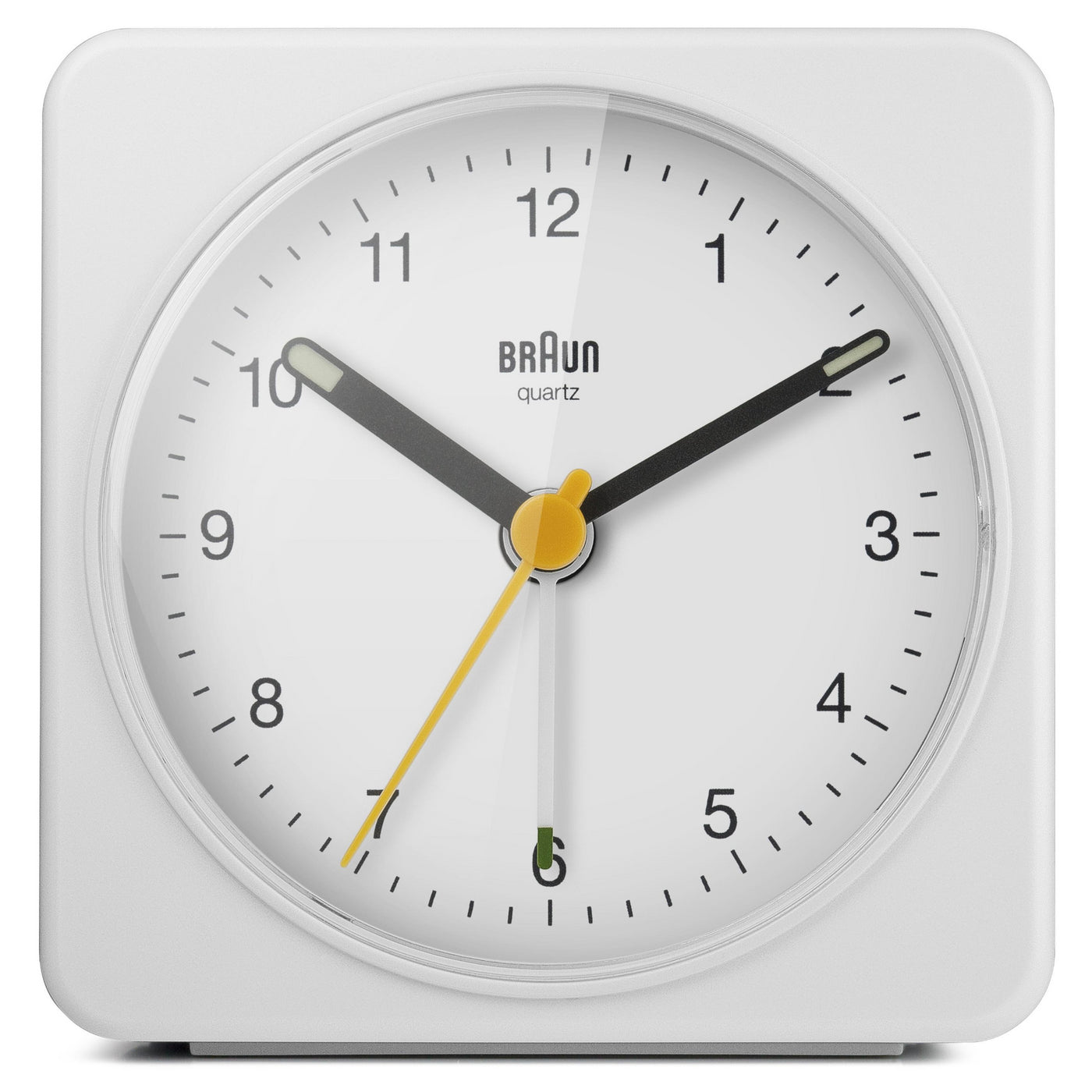 Braun Large Travel Analogue Alarm Clock – White/White