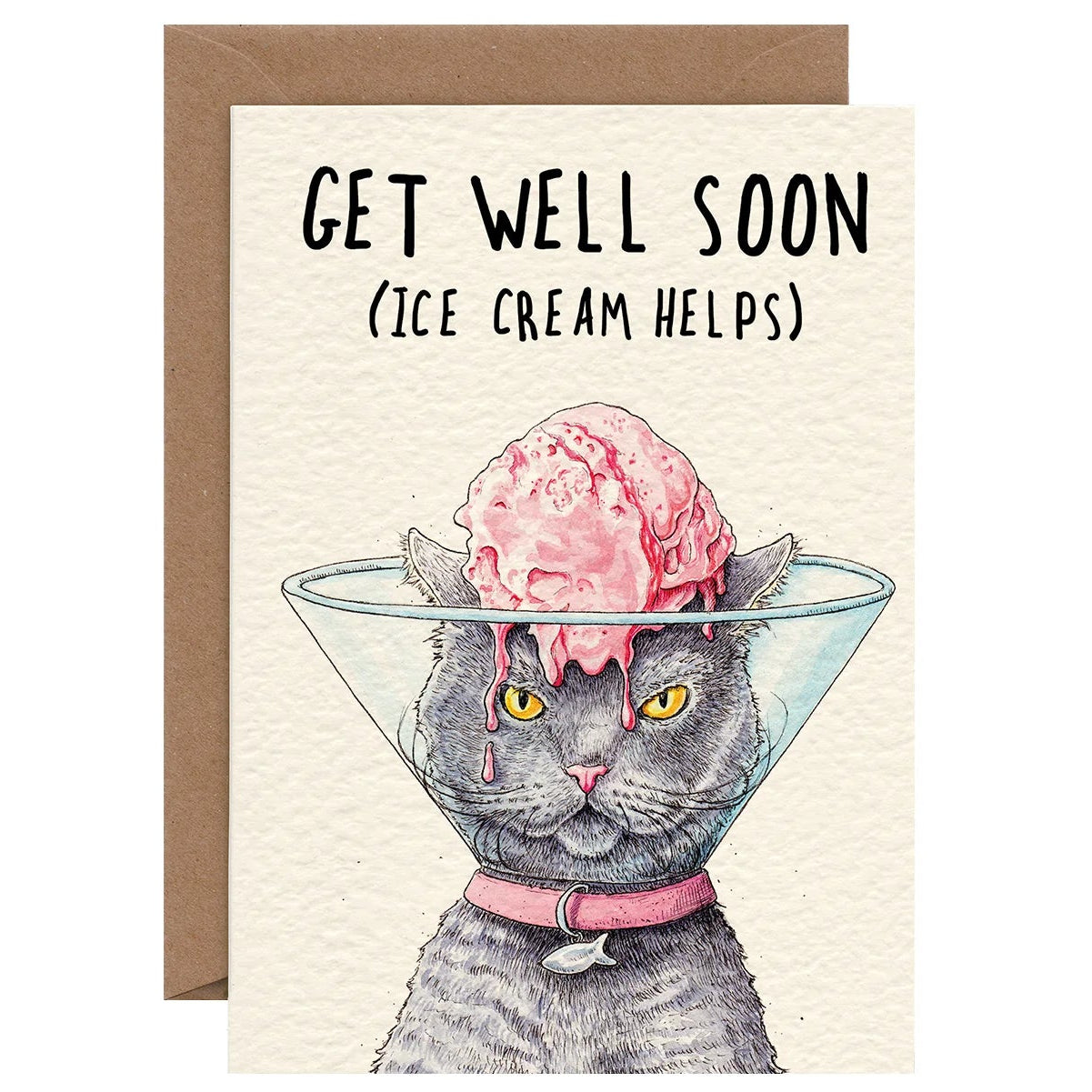 Hester & Cook Get Well Soon Cat Card – 1 Card & 1 Envelope
