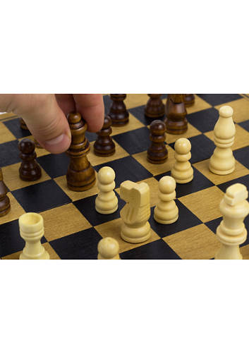 Professor Puzzle – Chess + Checkers + Backgammon Classic Wooden Family Board Games