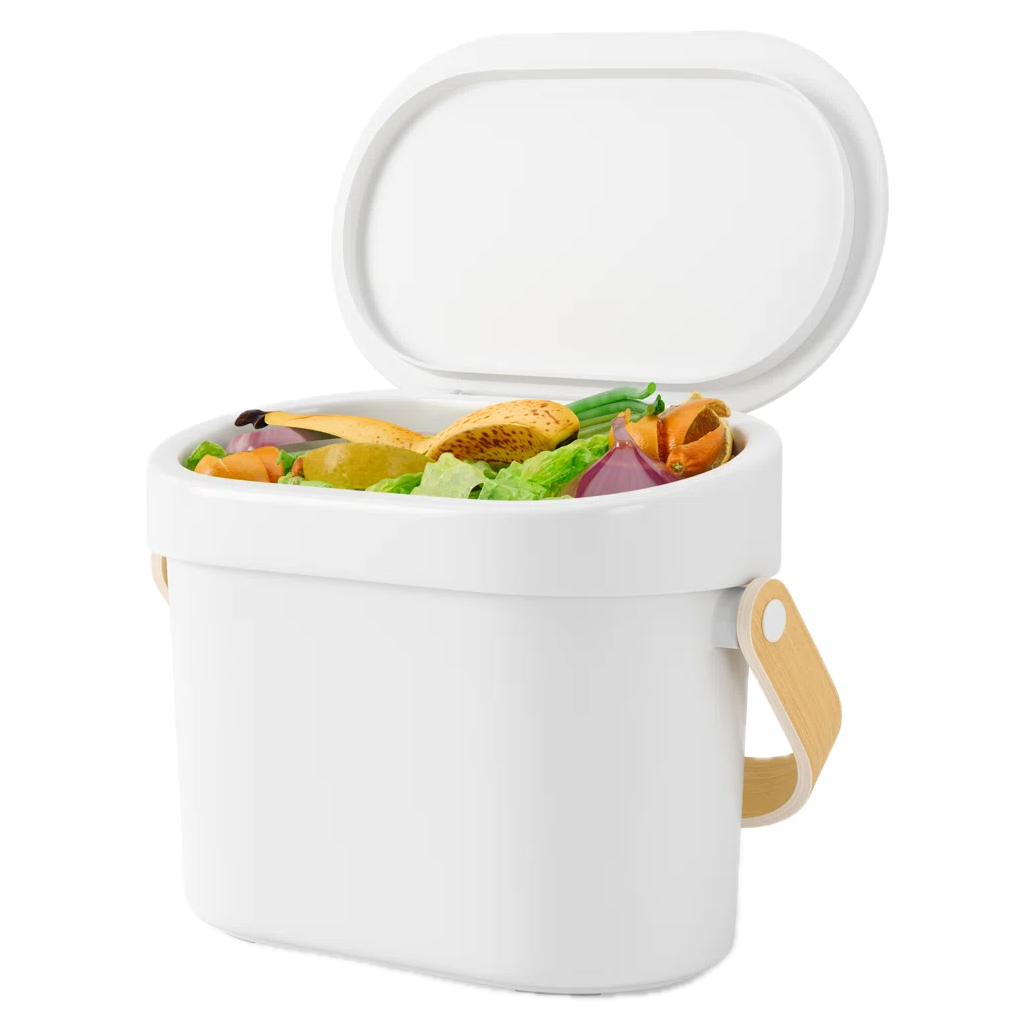 Umbra Easy Clean Compost Bin – 1 Gallon Capacity – White/Natural