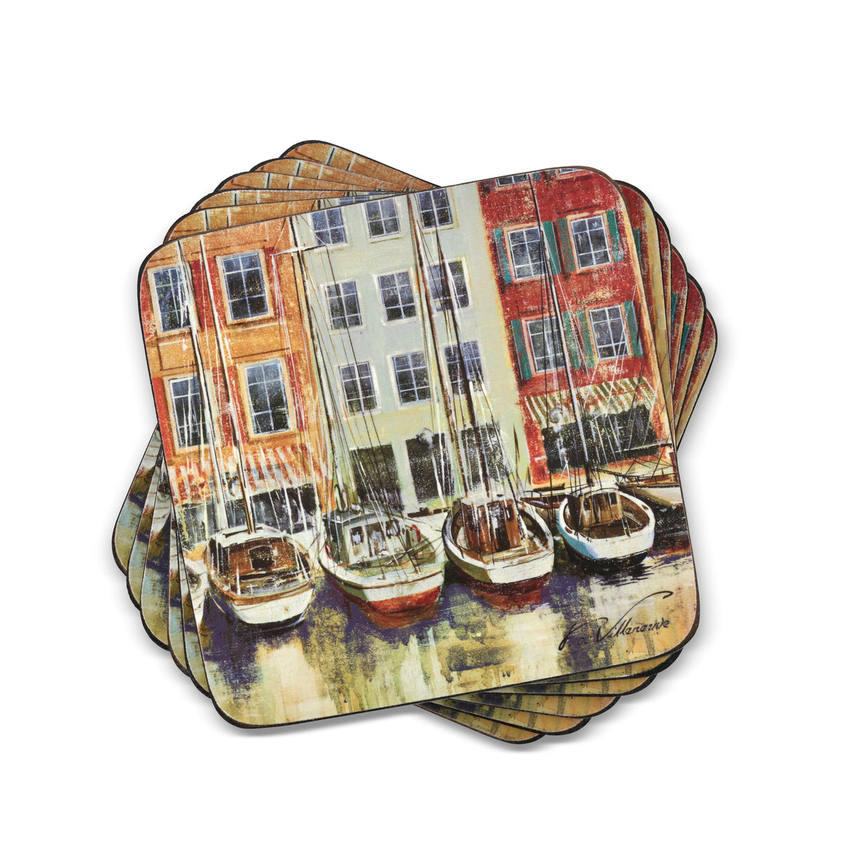Boat Scene Coasters – Set of 6 – S. Feldman Housewares