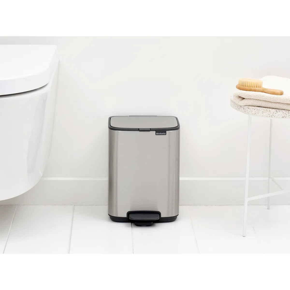Brabantia Bo Petite Step-On Trash Can – 1.1 Gal – Matte Steel