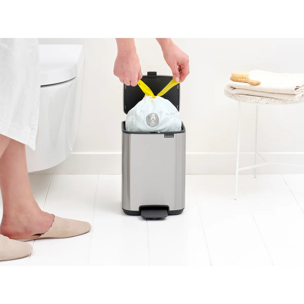 Brabantia Bo Petite Step-On Trash Can – 1.1 Gal – Matte Steel