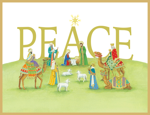Caspari Peace Nativity Scene Boxed Christmas Cards – Set of 16