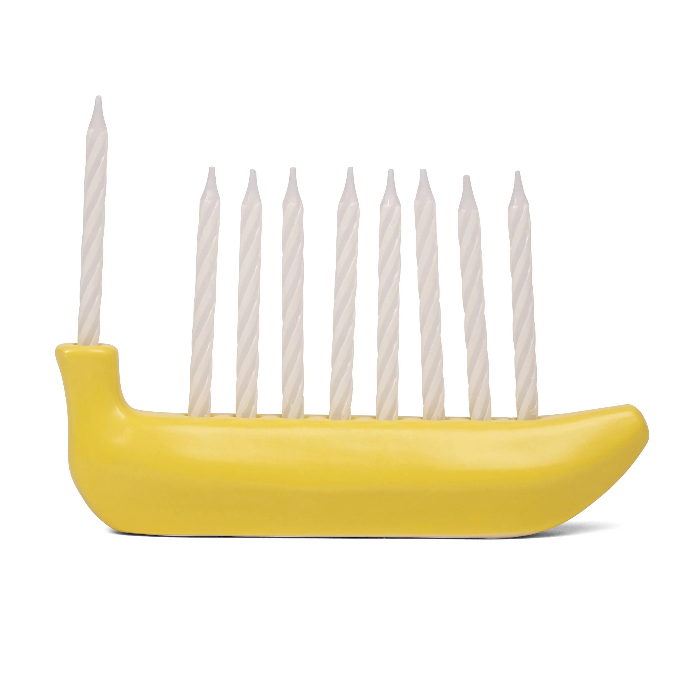 Kikkerland Ceramic Mini Banana Banorah Menorah – 5"