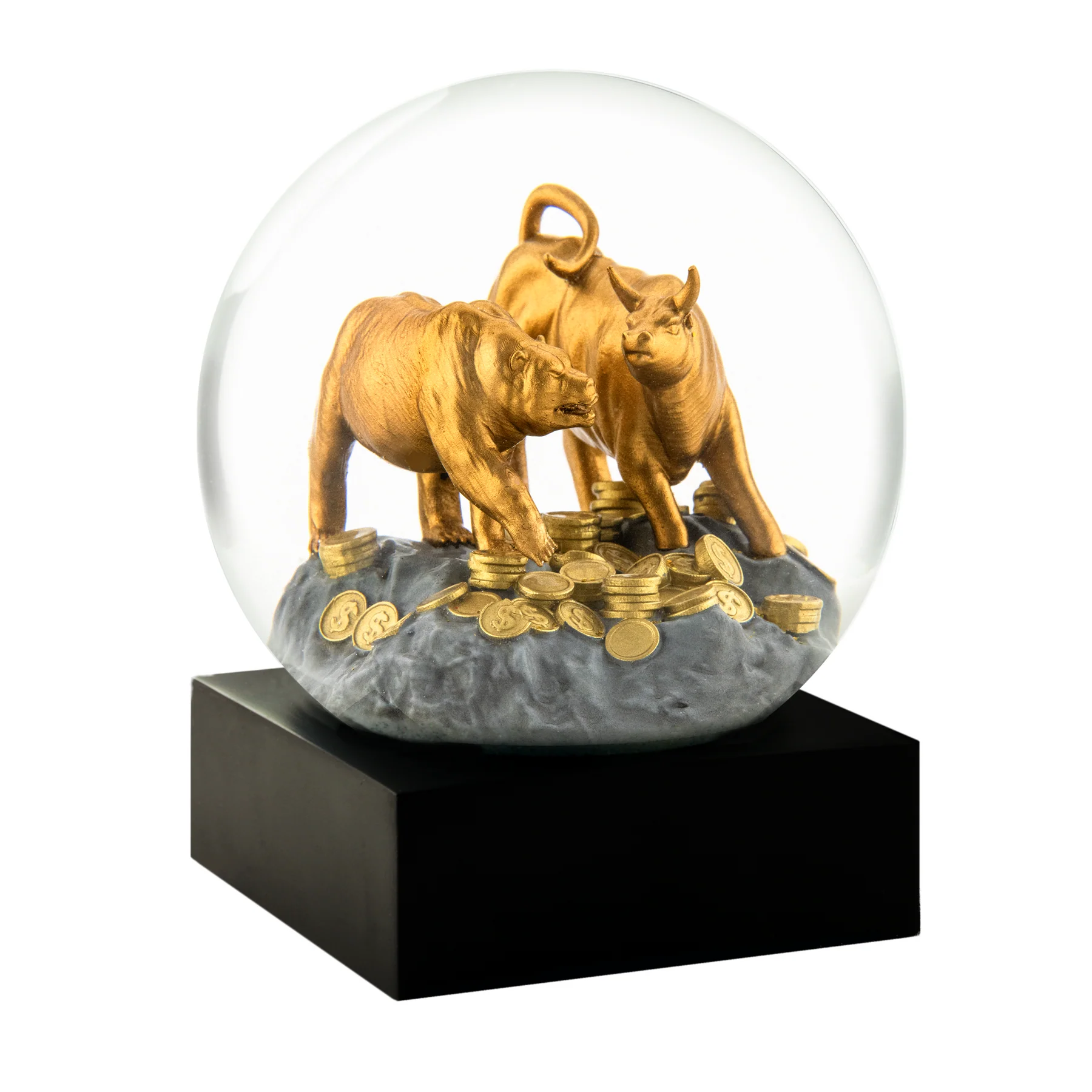 Gold Bull & Bear Wall Street Snow Globe