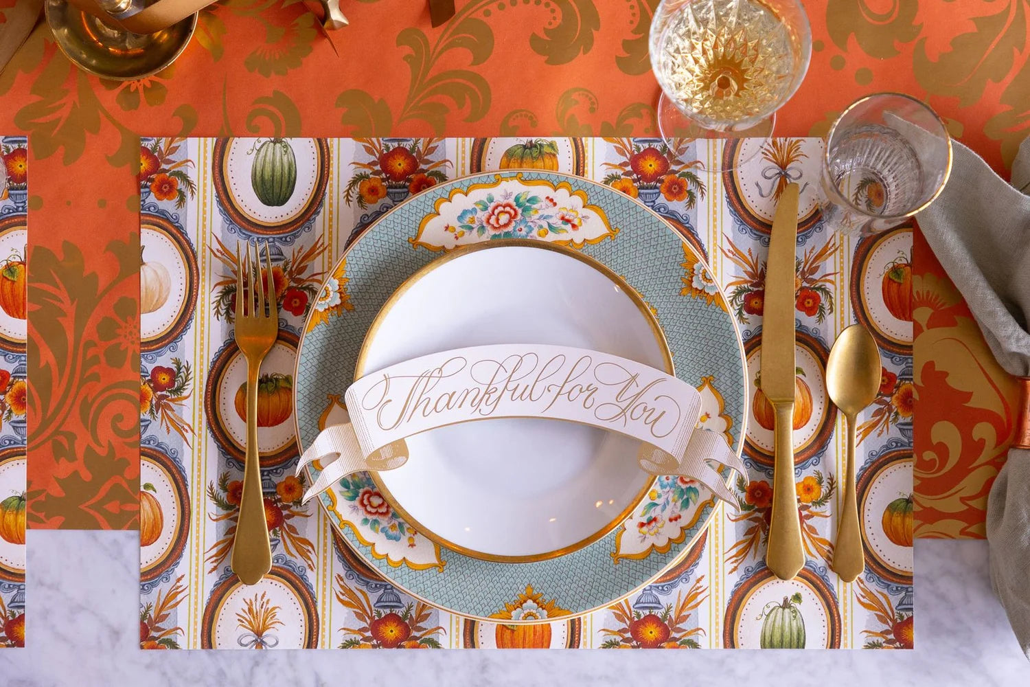 Hester & Cook Paper Placemats - Antique Pumpkin Frame – Pack of 20