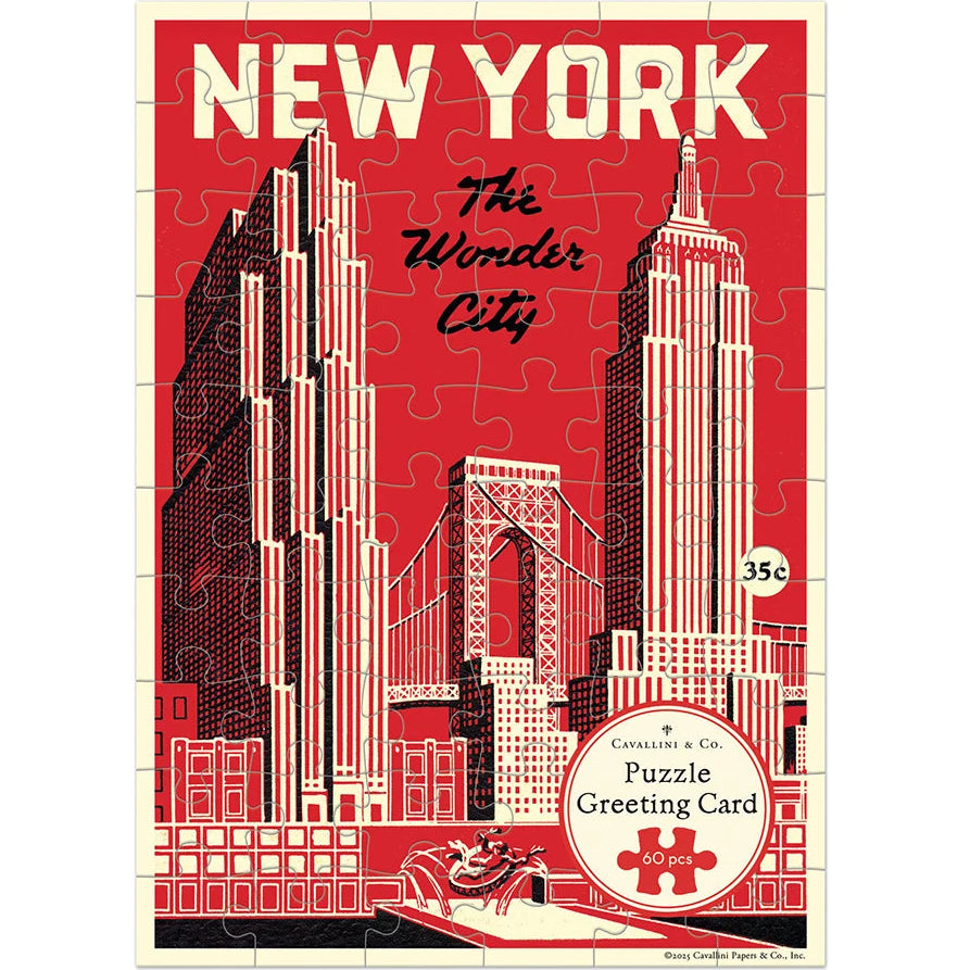 Cavallini & Co. New York Wonder City Puzzle Greeting Card – 5 x 7