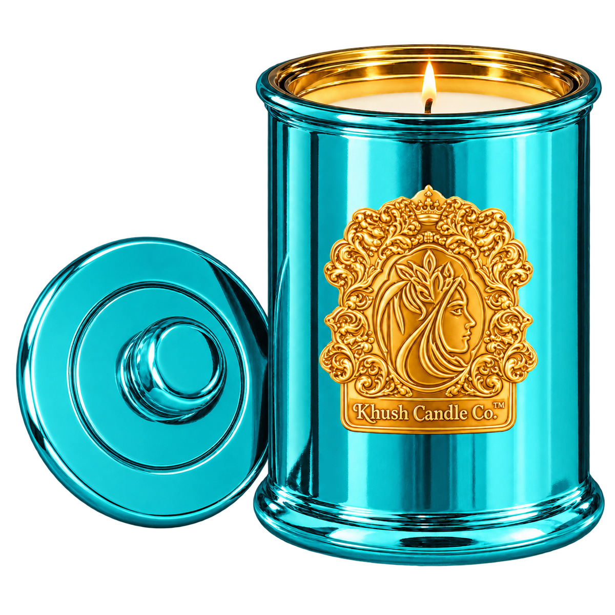 Khush Candle Petite Geste La Sakina Collection – Aqua Lacquer Candle – 5 oz