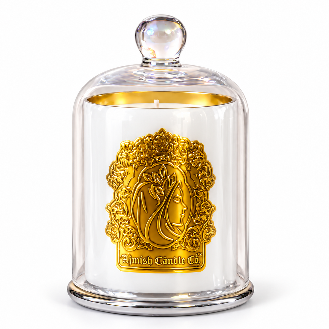 Khush Candle La Shabbar Collection –  3 Wick – Glass White Lacquer Candle – 35 oz