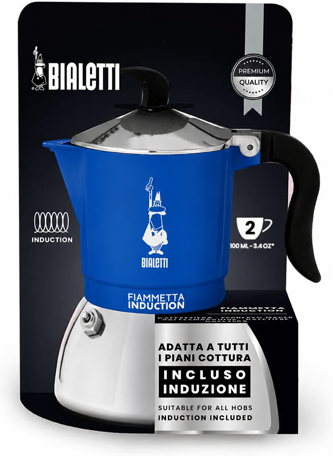 Bialetti Fiammetta Induction Coffee Maker – 2 Cups  – Blue