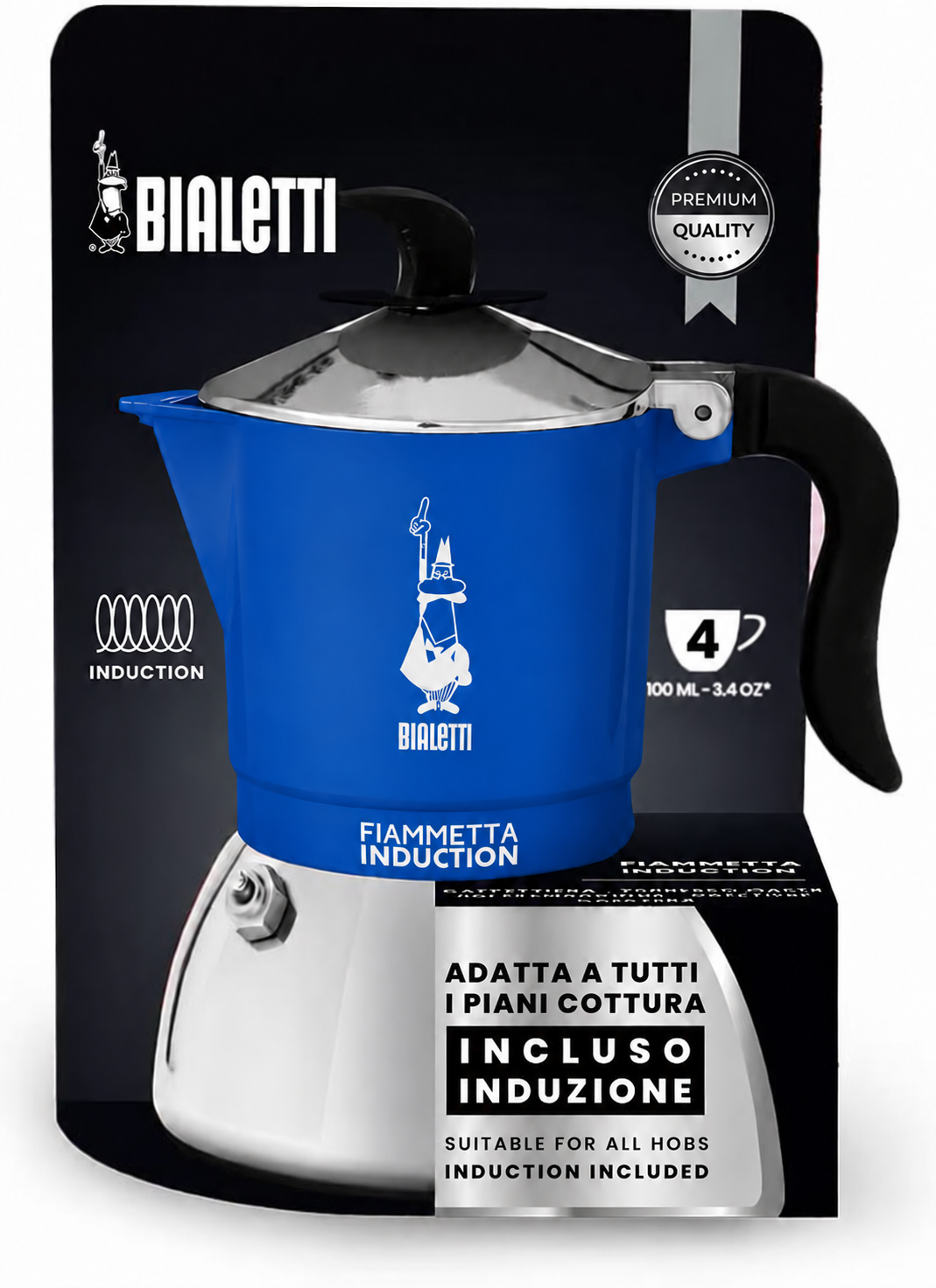 Bialetti Fiammetta Induction Coffee Maker – 4 Cups  – Blue