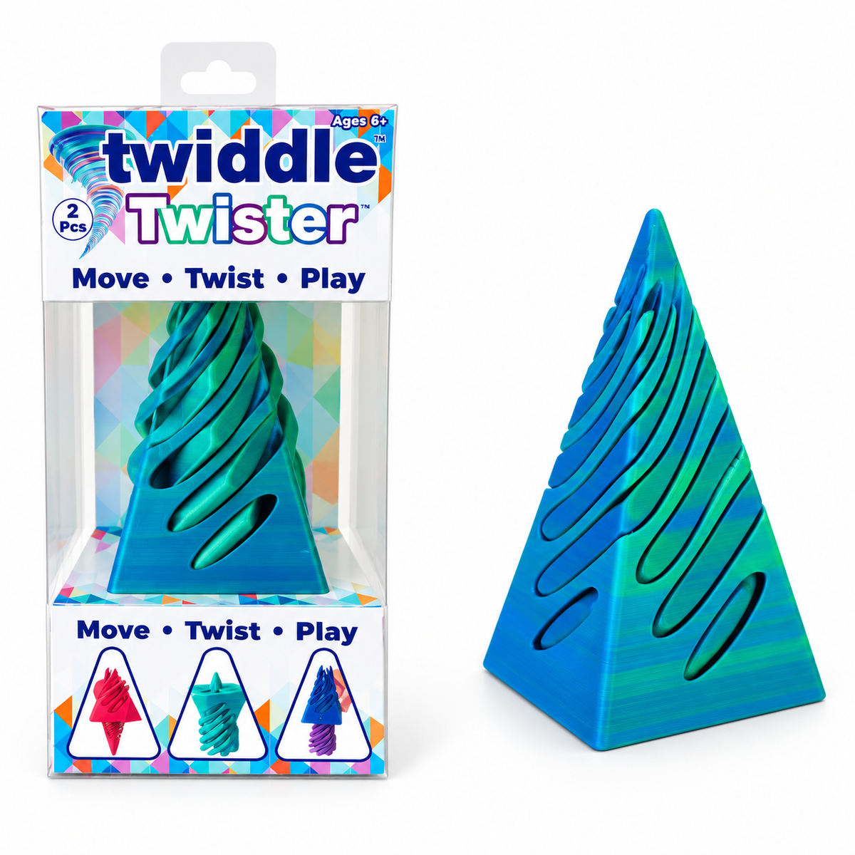 Zorbitz Twiddle Twister - 2 Piece Fidget Toy – Assorted Colors – Each Sold Separately