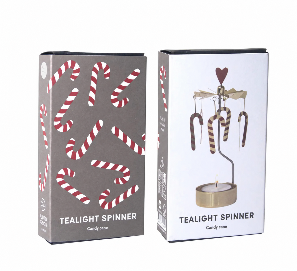 Talla Rotary Tealight Spinning Candle Holder – Candy Cane – 2.8" x 6.5"