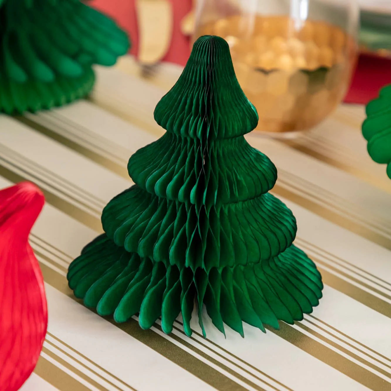 Honeycomb Green Paper Christmas Trees - Small – Set of 3