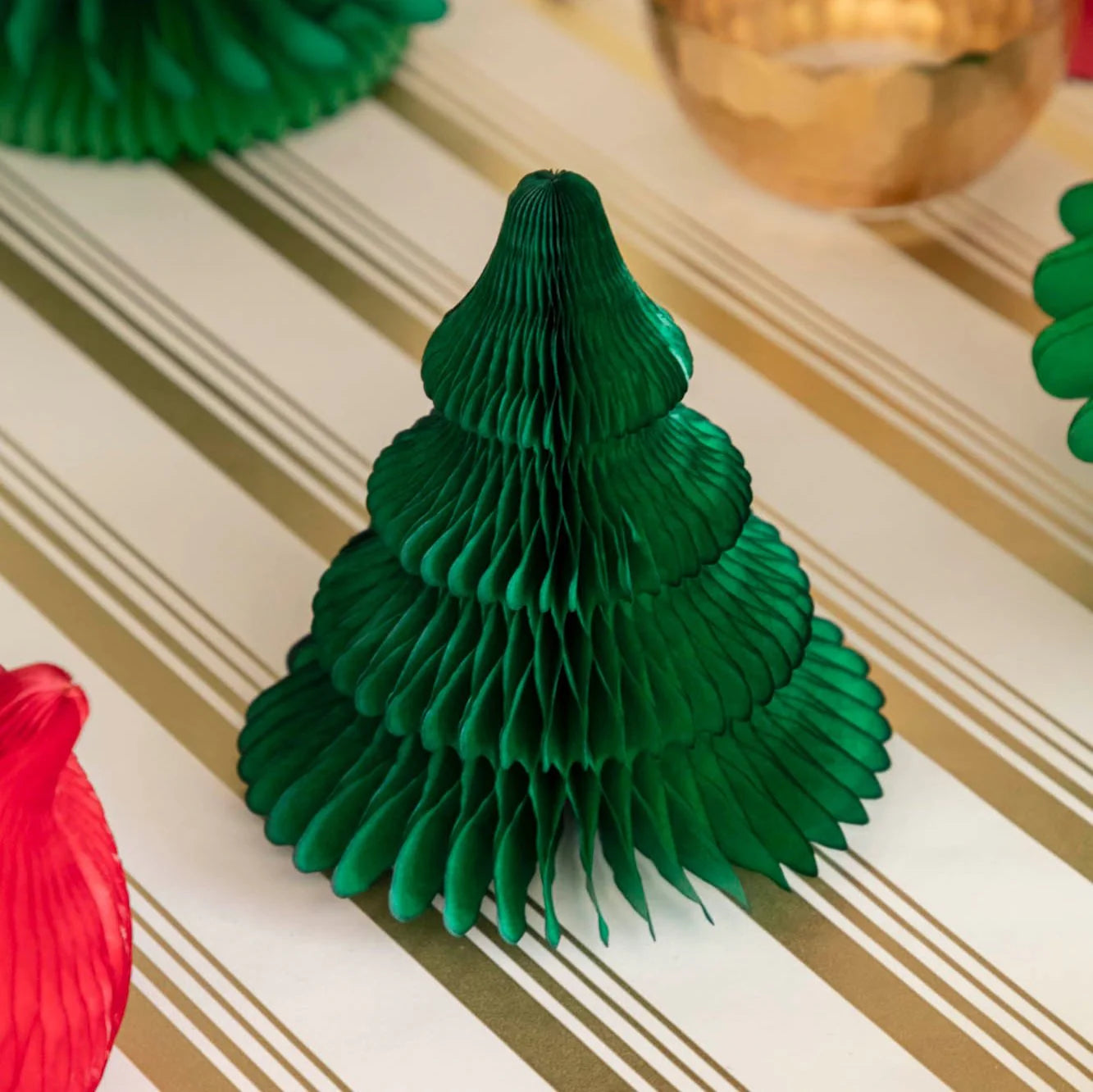 Honeycomb Green Paper Christmas Trees - Small – Set of 3