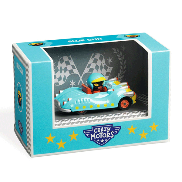 Djeco Crazy Motors Toy Car For Kids – Blue Gun