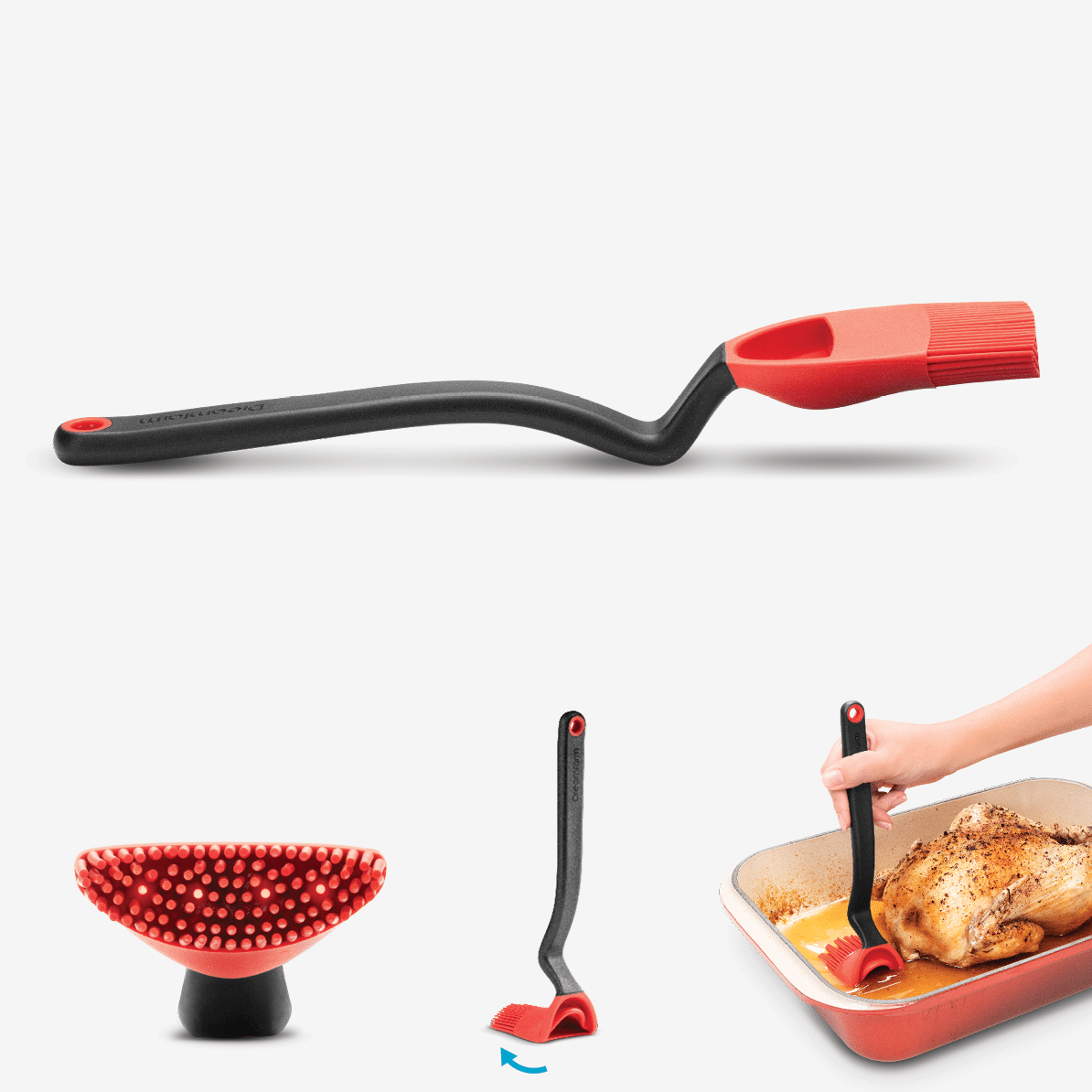 Dreamfarm Brizzle Scoop Drizzle & Brush – Silicone Basting Brush – Red