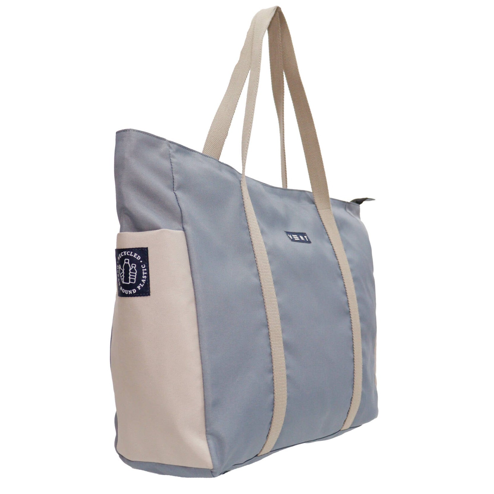 Vent For Change Ocean Recycled Large Zipped Shopper Bag – 19" x 15" – Dusty Blue