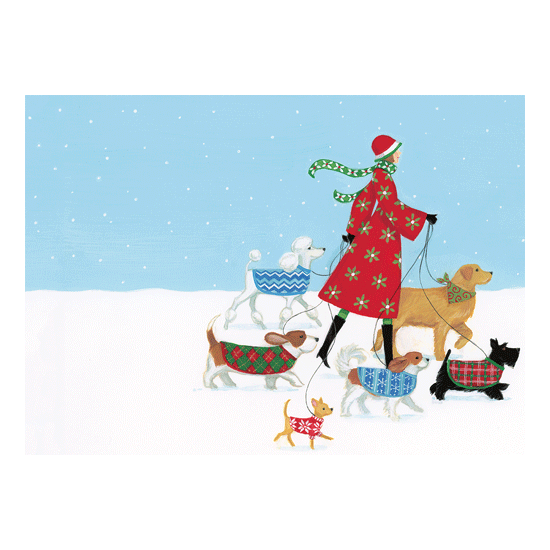 Caspari Out For A Jaunt Christmas Card – 1 Card & 1 Envelope