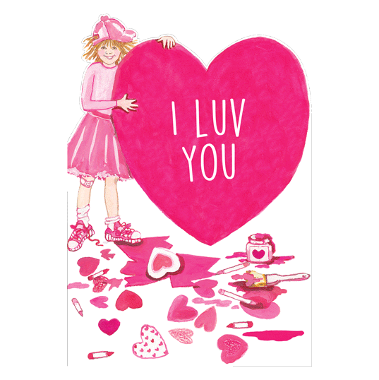 Caspari I Love You Valentine's Card – 1 Card & 1 Envelope