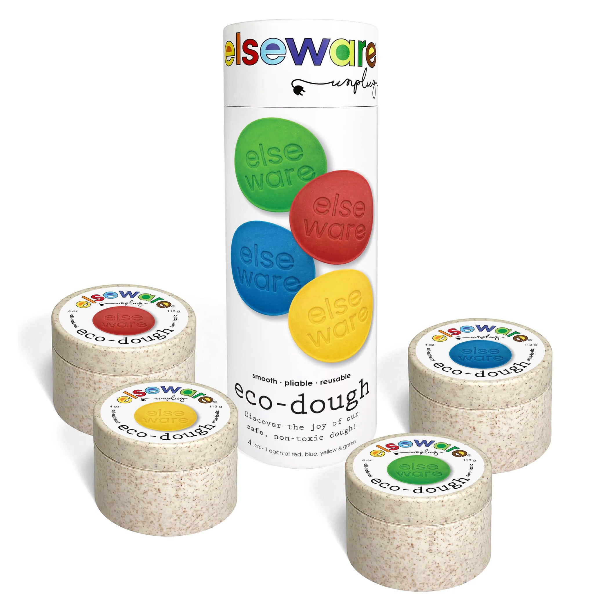 Elseware Unplug Eco-Dough – Natural Non-Toxic Multi-Colors – 4 Pack