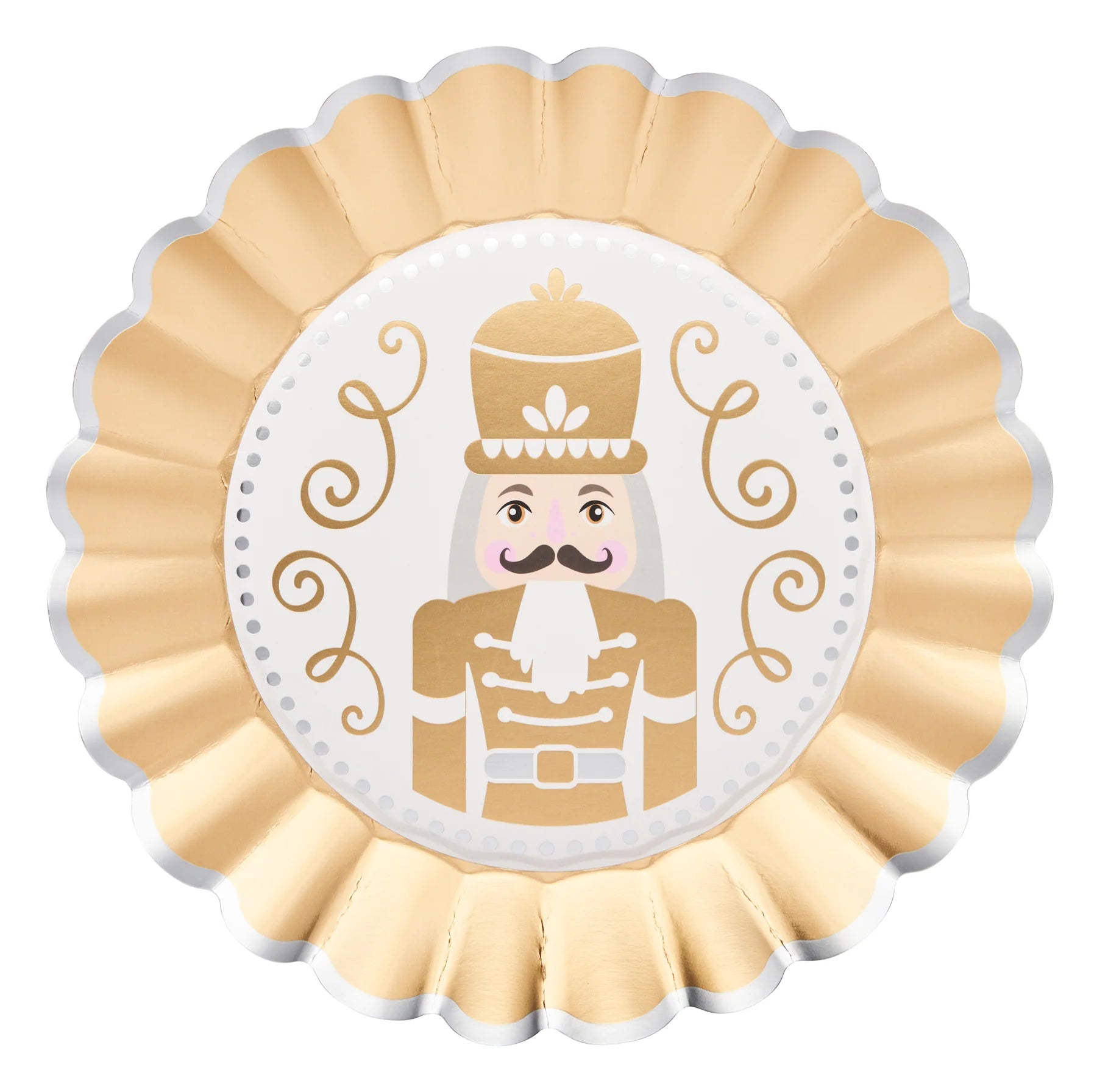 Sophistiplate Scalloped Edge Paper Dinner Plates – Gilded Nutcracker – 10" – 8pk