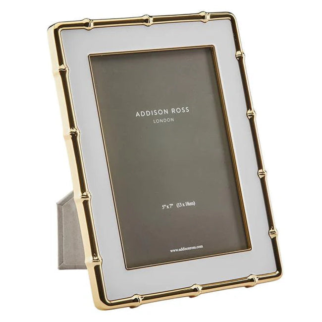 Addison Ross Bamboo Photo Frame – White & Gold – 5" x 7"