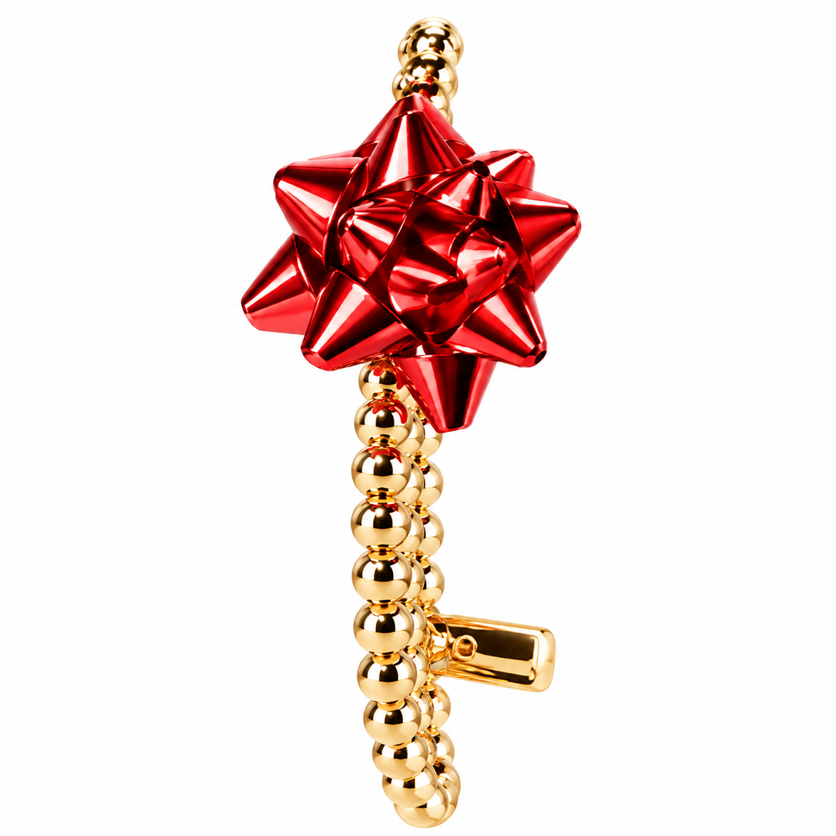 Christmas Bow Bracelet –  7" Stretch – Assorted Green or Red – Each Sold Separately