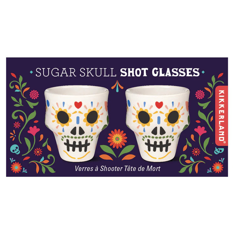 Kikkerland Día de Muertos Sugar Skull Shot Glasses – Set of 2