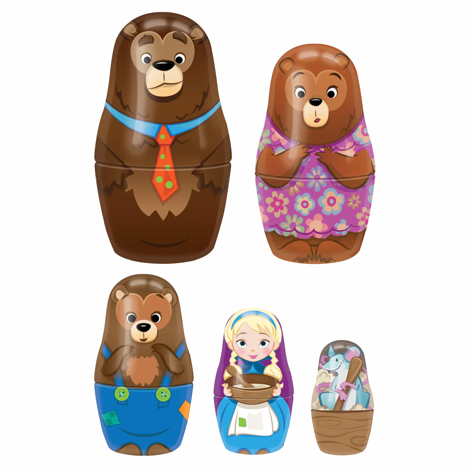 Goldilocks & The Three Bears Nesting Dolls Toy for Kids