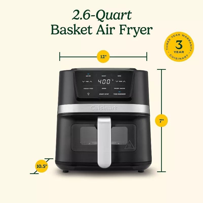 Cuisinart Basket Air Fryer Stainless & Black– 2.6qt