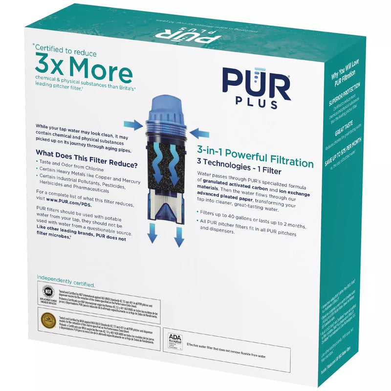 Pur Plus Water Pitcher Replacement Filters - Pack of 3