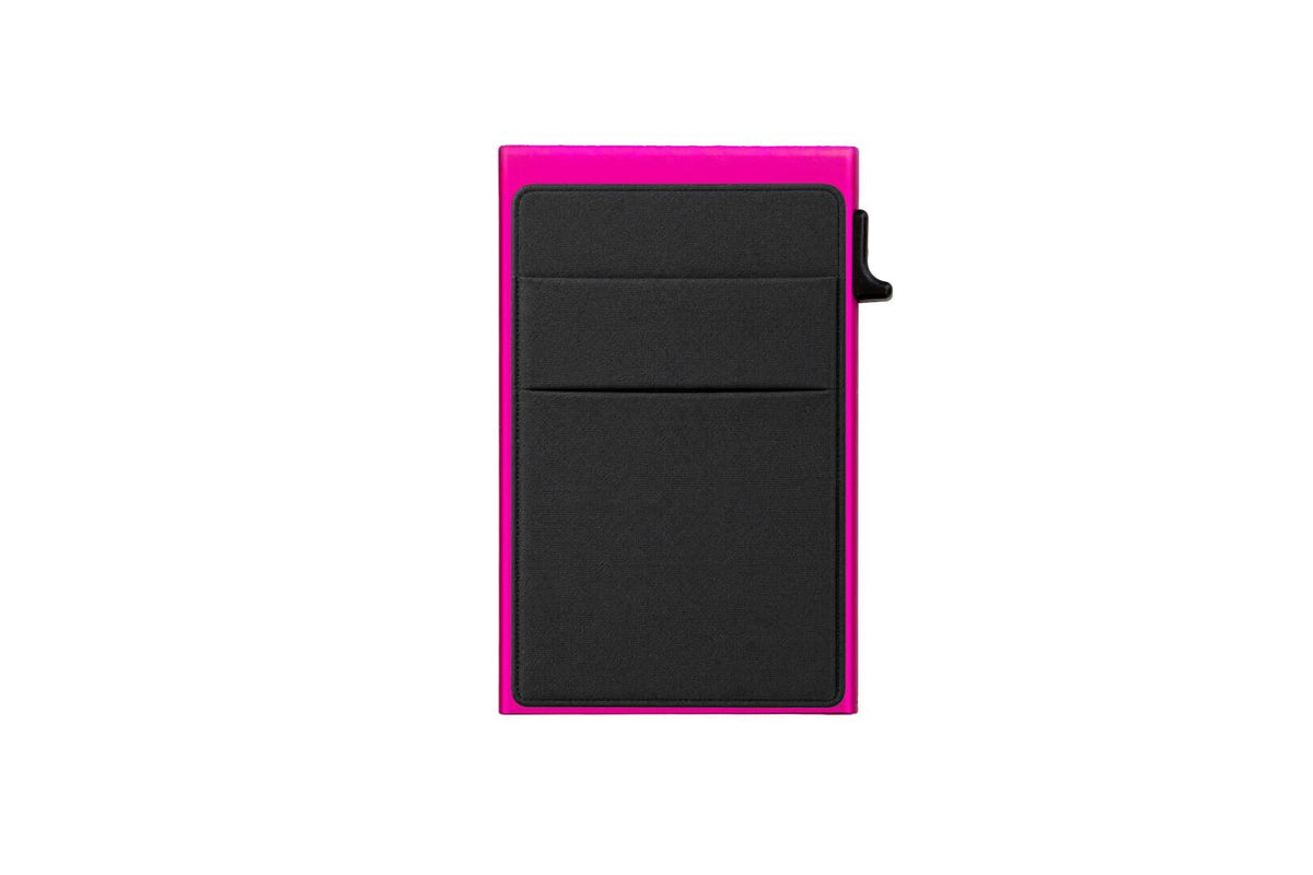 Garzini RFID-Protected MagSafe Metal 6 Card Holder With Removable Pocket – Raspberry