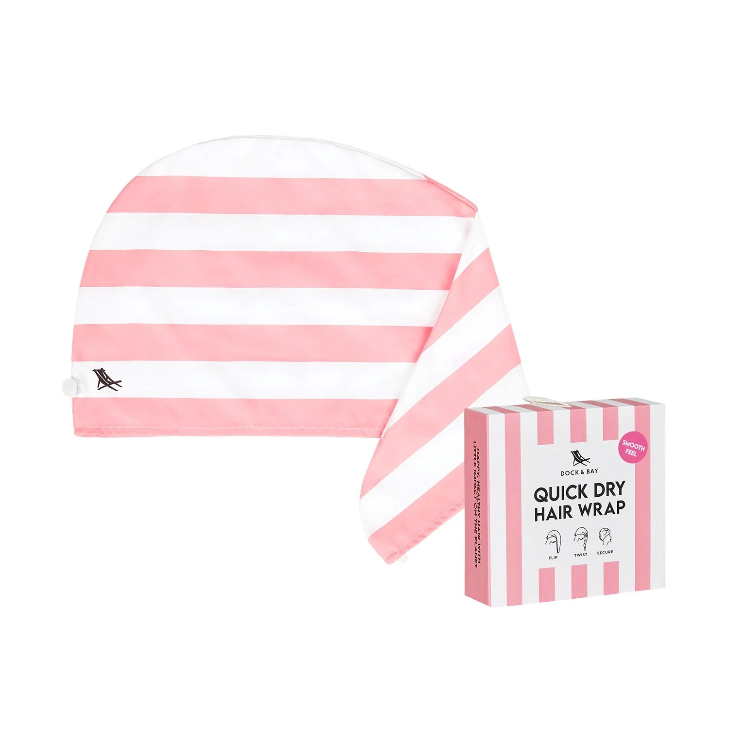 Dock & Bay - Quick Dry Hair Wraps - Malibu Pink Striped