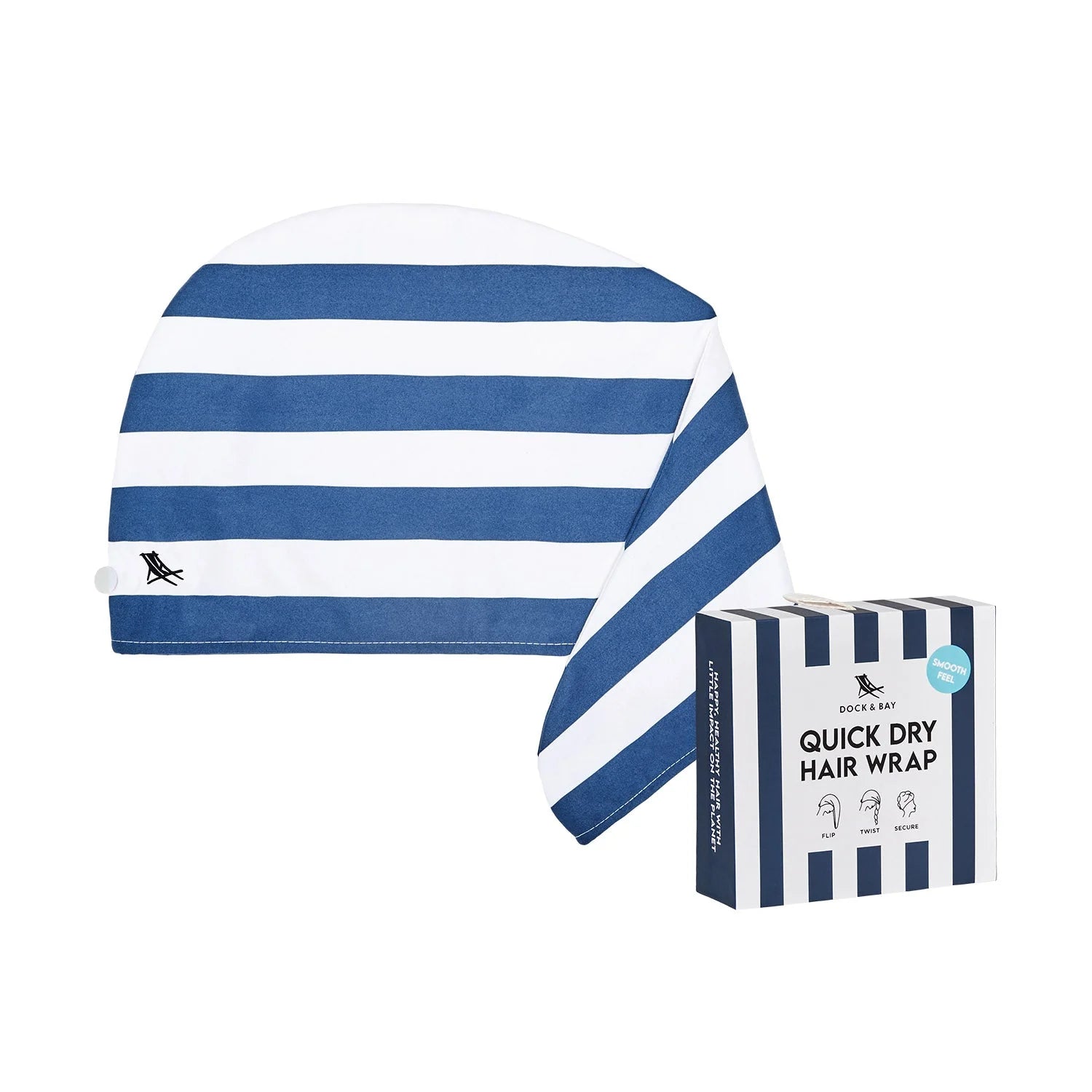 Dock & Bay - Quick Dry Hair Wraps - Whitsunday Blue Striped