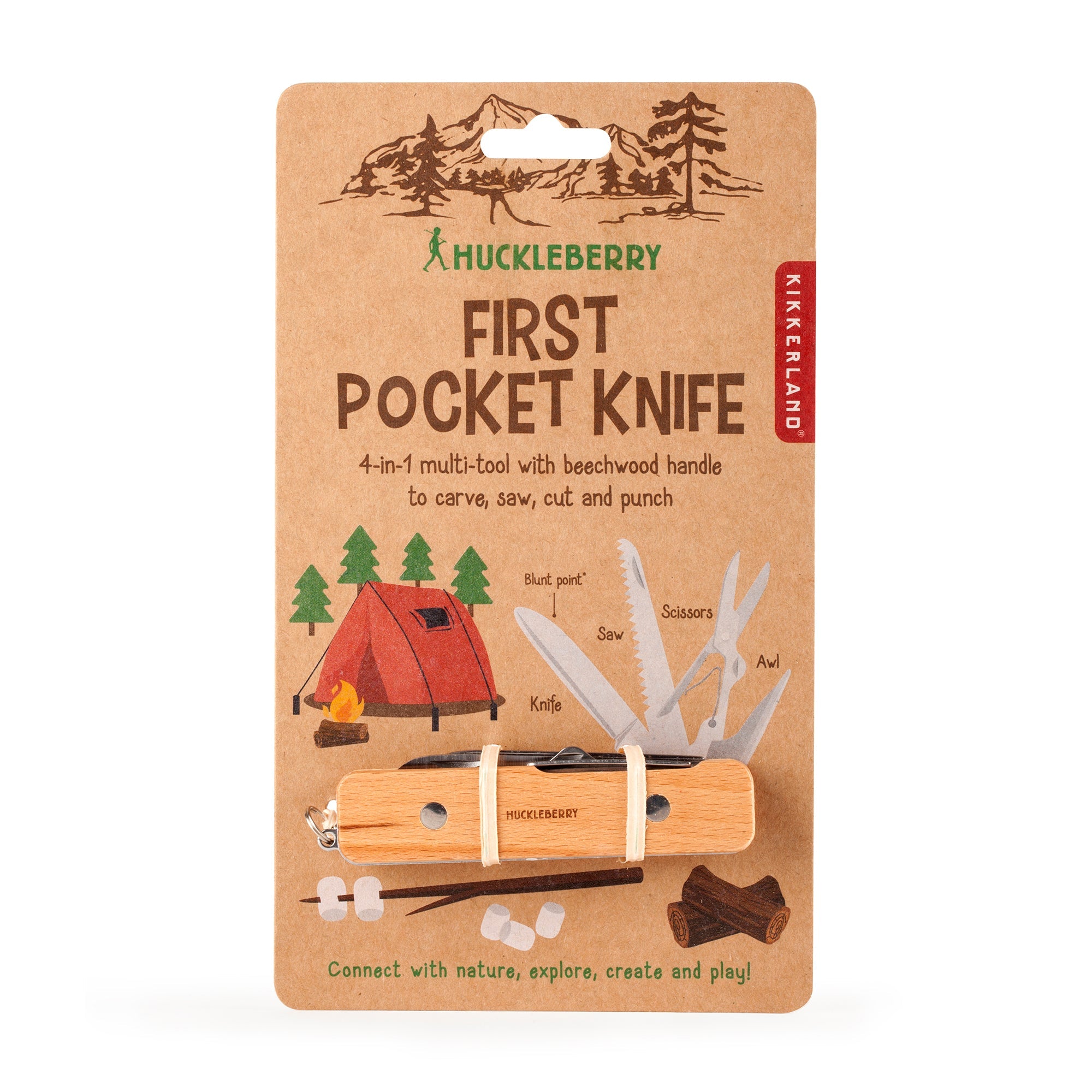 Kikkerland Huckleberry Pocket Knife –  First Pocket Knife for Kids